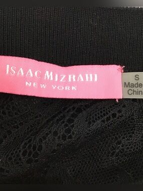 Isaac Mizrahi Black Lace Knit-Trim Top